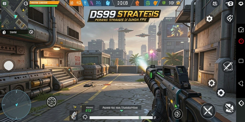 Screenshot gameplay DS99 menampilkan aksi pertempuran yang penuh adrenalin.