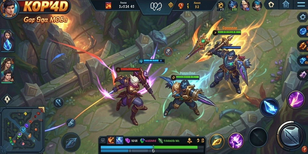 Screenshot KOPI4D menampilkan aksi seru di arena MOBA.