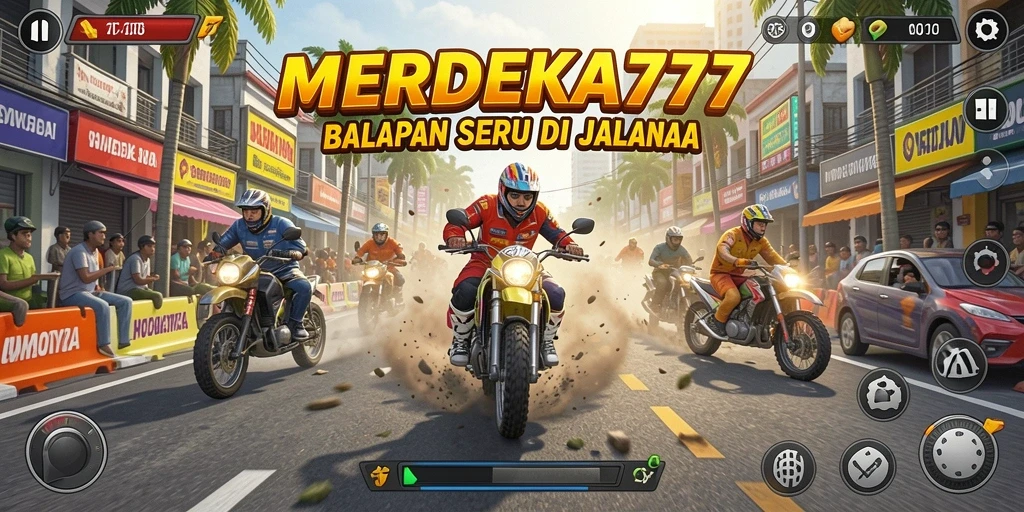 Tampilan gameplay MERDEKA777 yang mendebarkan saat balapan.