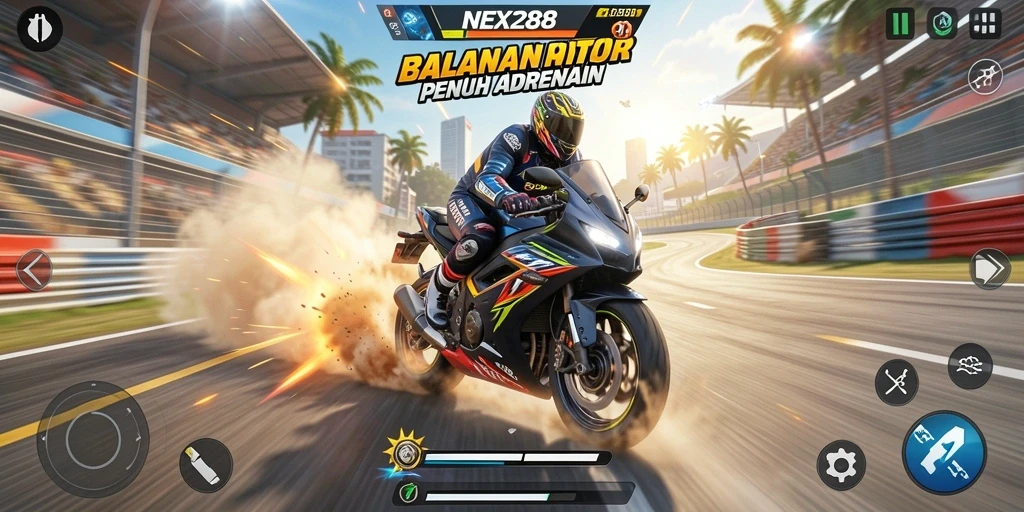 Gameplay seru balapan motor di NEX288.