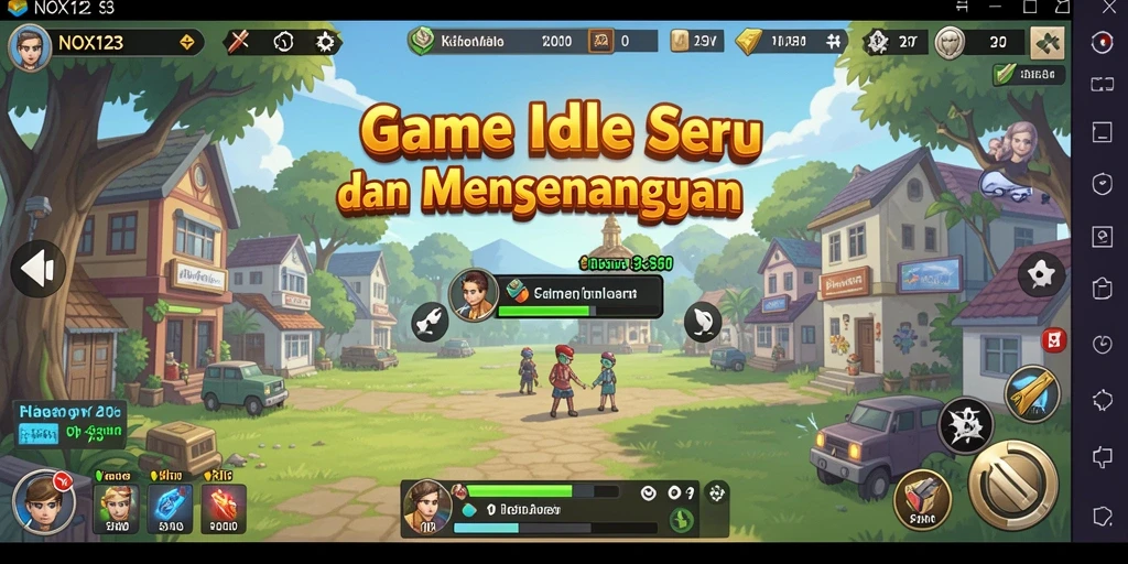 Screenshot utama NOX123 menampilkan gameplay menarik dengan elemen Idle.