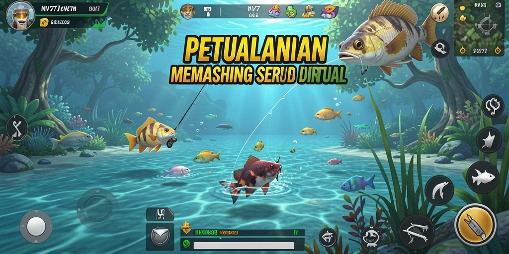 Screenshot gameplay NV77 menampilkan pengalaman memancing yang mendebarkan.